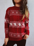 Damen Strickpullover mit festlichem Rentier-Motiv und Zopfmuster R&B