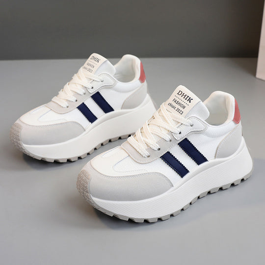 Damen modische Plateau-Sneaker mit atmungsaktiver Oberflächenstruktur und hoher Laufsohle R&B