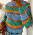 Damen Strickpullover mit modischem Streifenmuster und lässigem Schnitt
