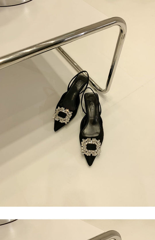 Damen Slingback-Pumps mit glänzenden Zierstein-Applikationen R&B