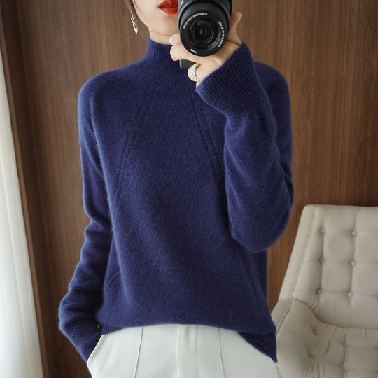 Damen kuscheliger Rollkragenpullover aus feinem Material mit lässigem Schnitt R&B