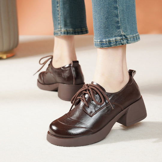 Damen Schnürschuhe mit komfortablem Blockabsatz und eleganter Optik R&B