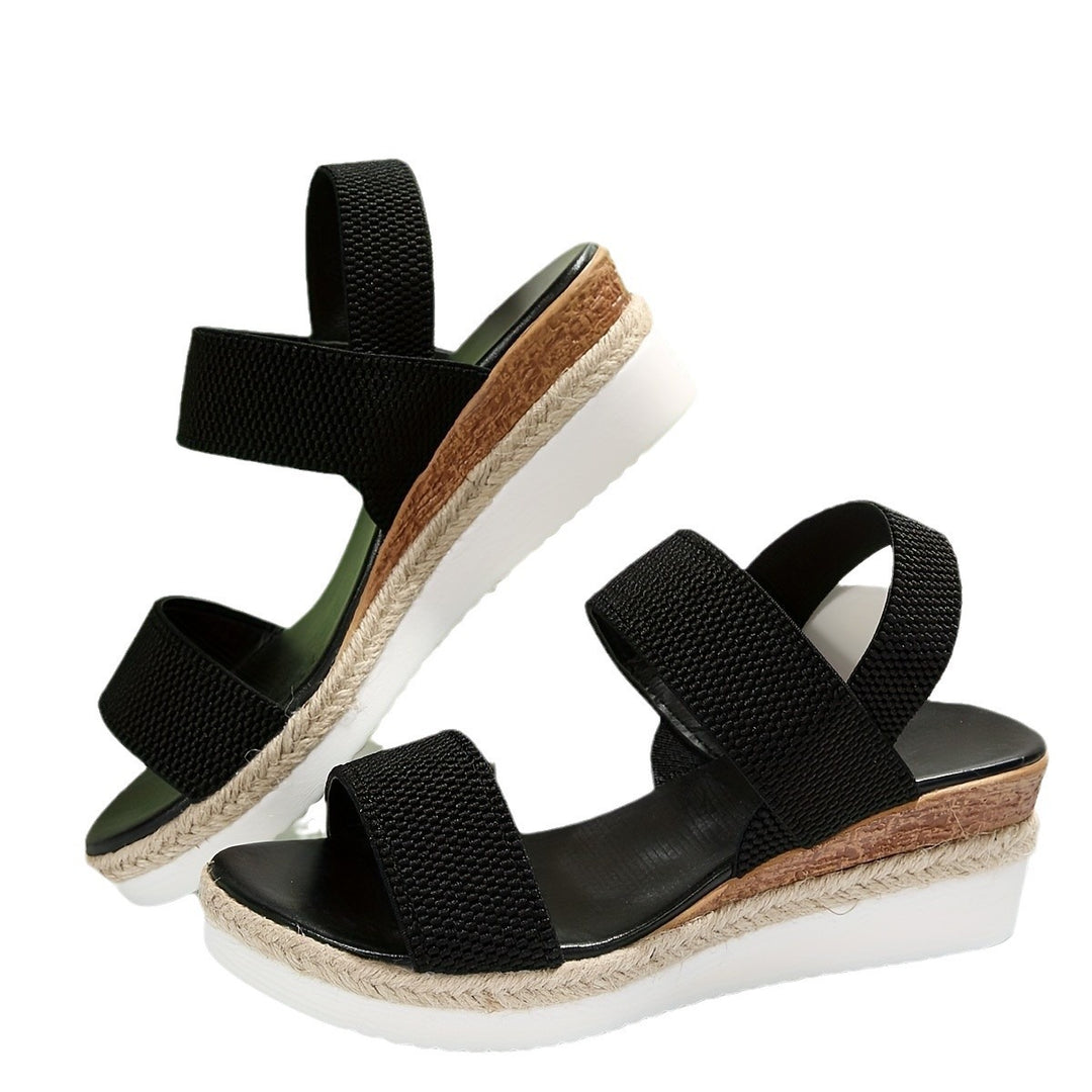 Damen Wedge-Sandalen mit elastischen Riemen und komfortablem Fußbett R&B