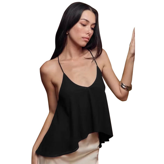 Damen luftiges Trägershirt mit asymmetrischem Saum und fließendem Stoff R&B