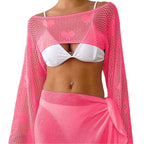 Damen Offene Netz-Strandjacke R&B