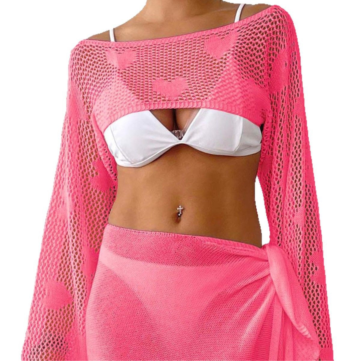 Damen Offene Netz-Strandjacke R&B