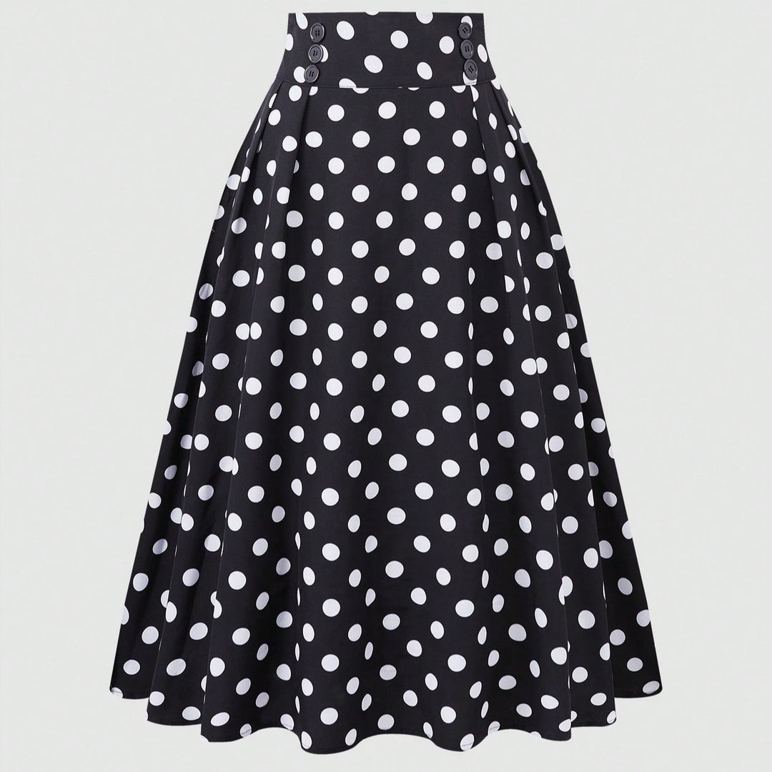 Damen Eleganter Midirock mit Polka Dots R&B