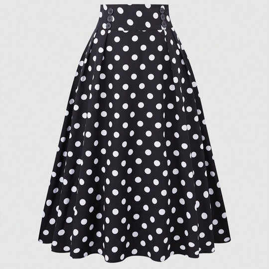 Damen Eleganter Midirock mit Polka Dots R&B