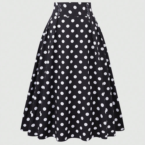 Damen Eleganter Midirock mit Polka Dots R&B