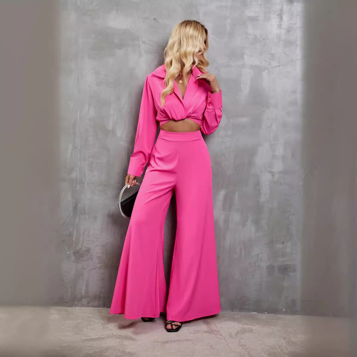 Damen Set mit cropped Bluse und weiter Hose R&B