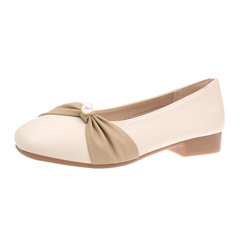 Damen elegante Ballerinas mit modischer Rüschendetail und Perlenakzent R&B