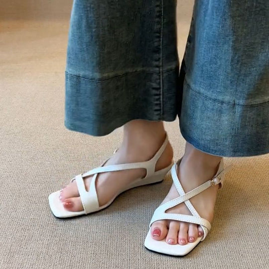 Damen elegante Slingback Sandalen mit verstellbaren Riemchen R&B