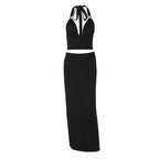 Damen Elegantes Zwei-Teiliges Set aus Crop-Top und Maxirock R&B