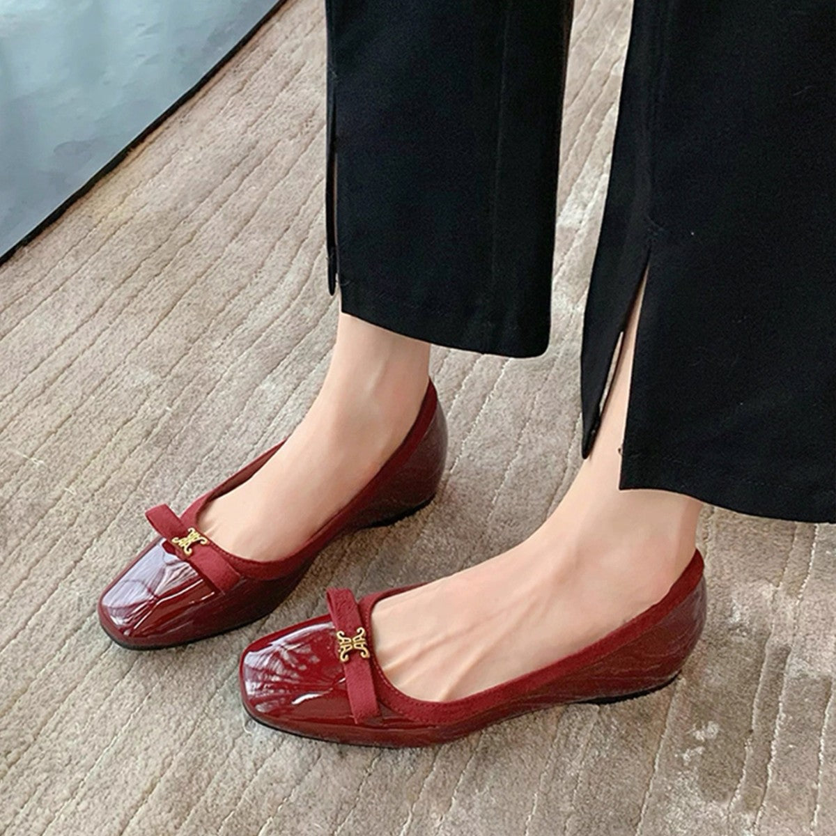 Damen elegante Ballerinas mit modischer Schleifenverzierung R&B