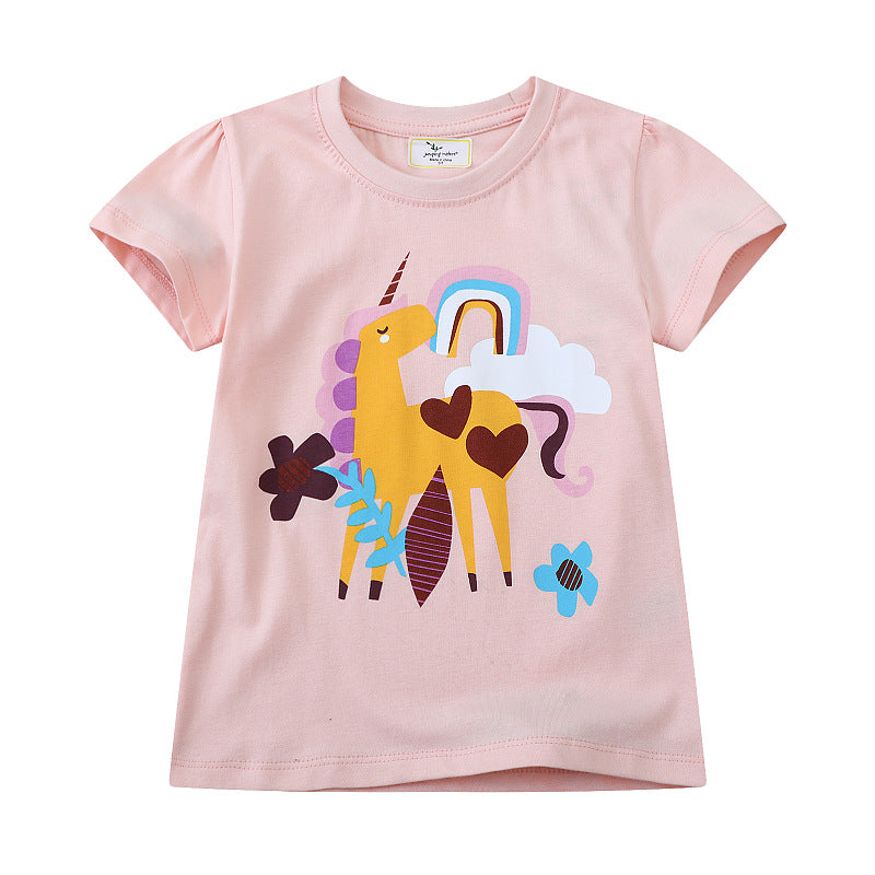Mädchen T-Shirt mit buntem Einhornmotiv R&B