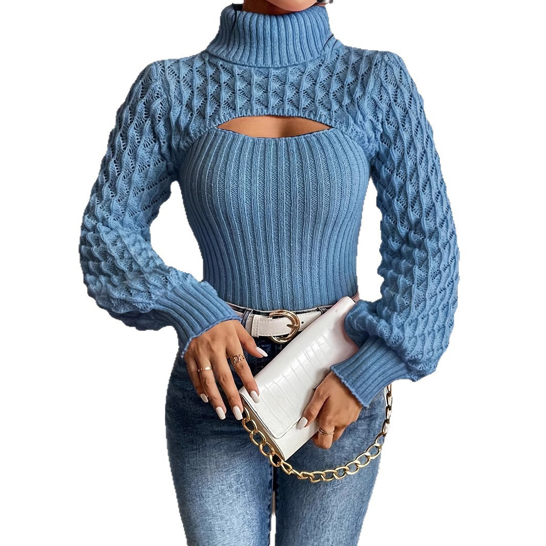 Damen Pullover mit hochgeschlossenem Kragen und Cut-Outs R&B