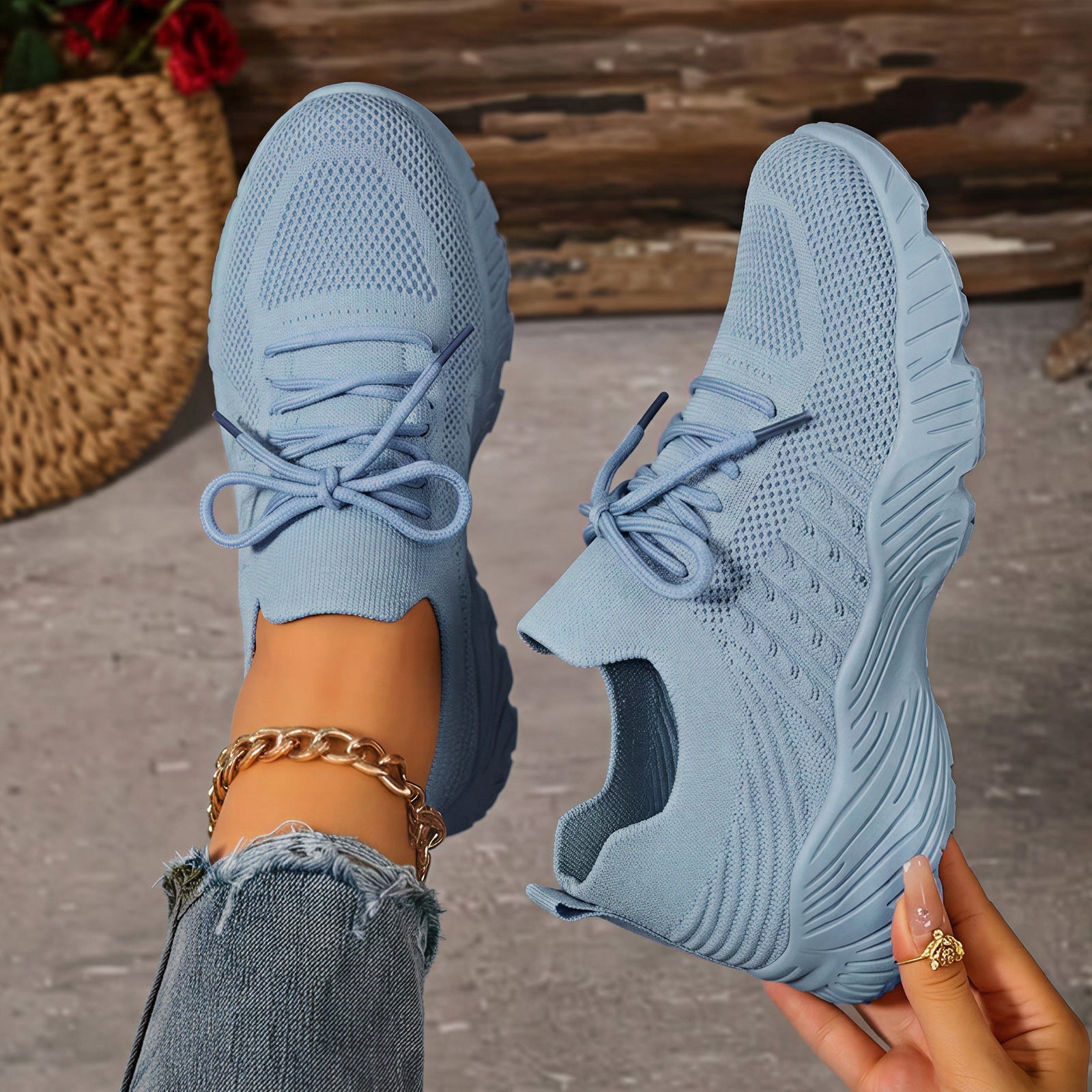 Damen Atmungsaktive sportliche Sneaker mit elastischem Obermaterial