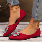 Damen elegante Ballerinas mit funkelnder Kristall-Applikation R&B