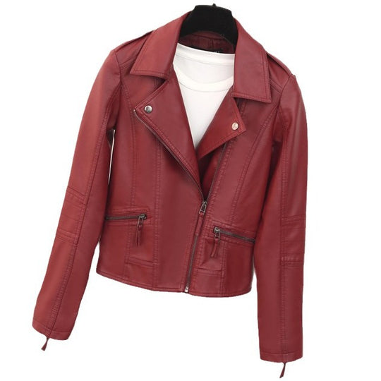 Damen Bikerjacke mit asymmetrischem Reißverschluss und dekorativen Nieten R&B