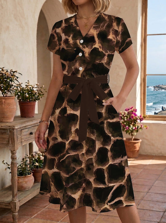Damen Blühendes Midikleid mit taillierbarem Gürtel und kunstvollem Print R&B