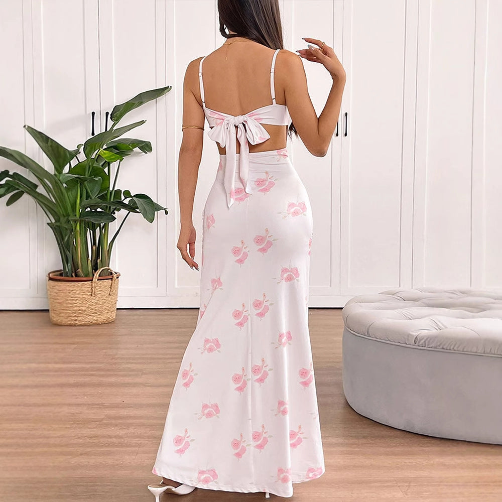 Damen Maxikleid mit zarten Rüschendetails und floralem Mustermix R&B
