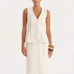 Damen elegante Bluse mit V-Ausschnitt und plissierten Details R&B