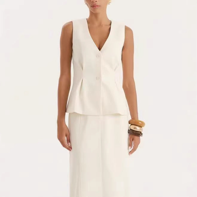 Damen elegante Bluse mit V-Ausschnitt und plissierten Details R&B