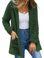 Damen Flauschige Cardiganjacke mit praktischen Taschen und lässigem Schnitt R&B