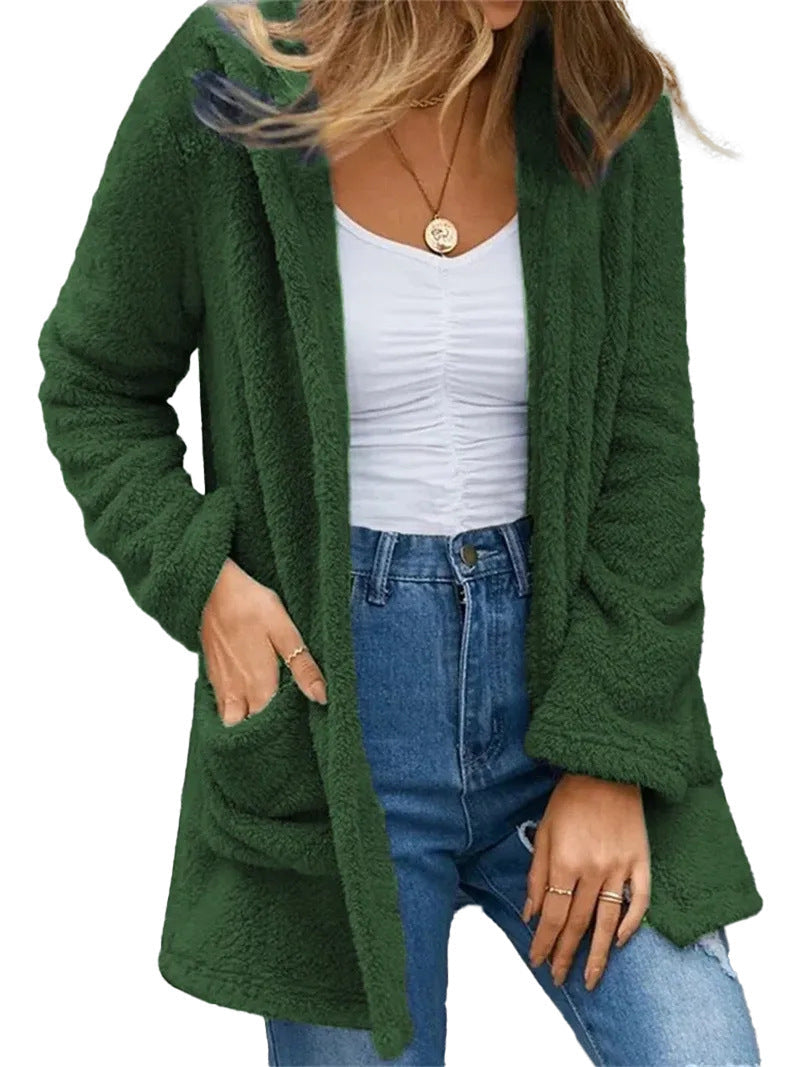 Damen Flauschige Cardiganjacke mit praktischen Taschen und lässigem Schnitt R&B