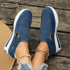 Damen Lässige Slip-On Sneakers mit atmungsaktivem Strickdesign und leicht dämpfender Sohle R&B