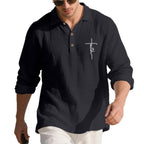 Herren Langarm-Polohemd mit strukturiertem GewR&Be und modischer Knopfleiste R&B
