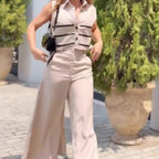 Damen lässiger, gestreifter Crop-Top R&B