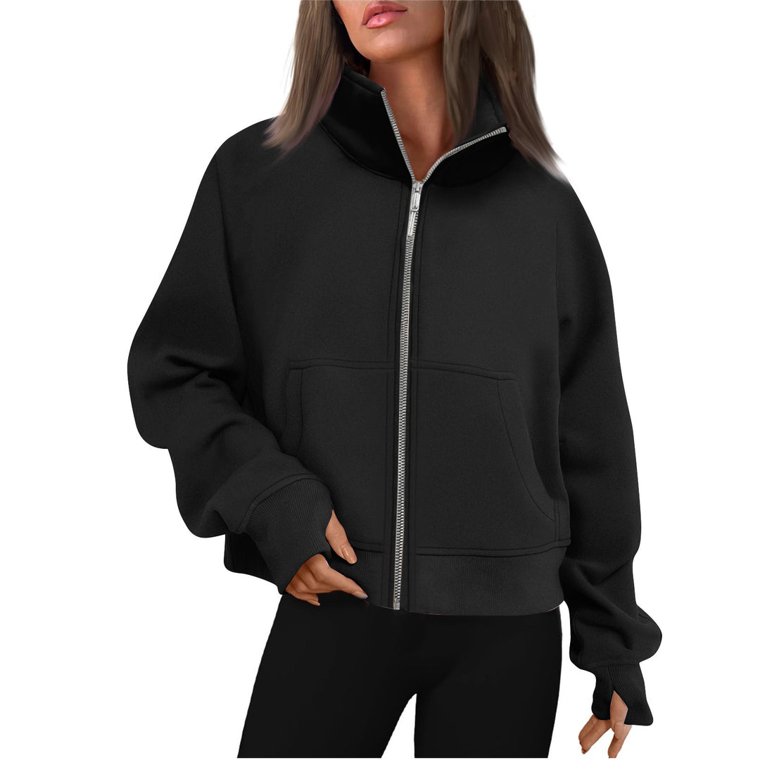 Damen bequeme Sweatjacke mit hohem Kragen R&B