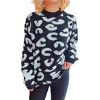 Damen gemütlicher Pullover im modernen Leopardenmuster R&B