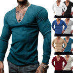 Herren langarm V-Ausschnitt Shirt mit strukturiertem Design R&B