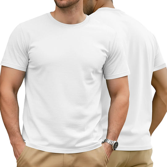 Herren nan Basic Kurzarm-T-Shirt aus hochwertigem Baumwollmix mit Rundhalsausschnitt, flachen Nähten und Regular Fit R&B