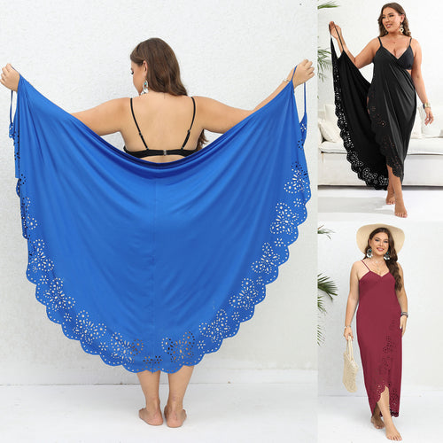Damen schicker Strandüberwurf mit floralem Schnitt R&B