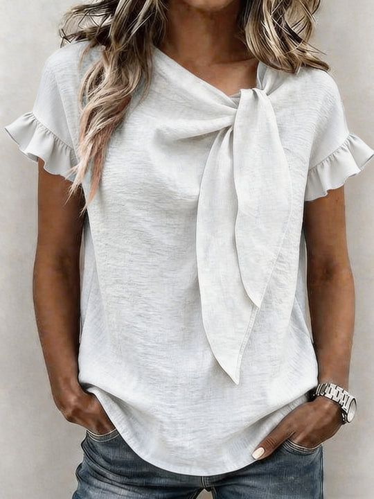 Damen lässige Bluse mit Schleifenkragen R&B
