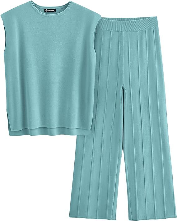 Damen elegantes Set mit kurzärmligem Oberteil und plissierter Hose R&B