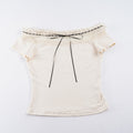 Damen Off-Shoulder Oberteil mit Spitzenverzierungen und taillierter Passform R&B