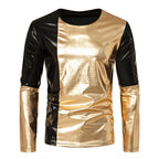 Herren Modisches Metallic Langarmshirt mit eleganten Kontrasten
