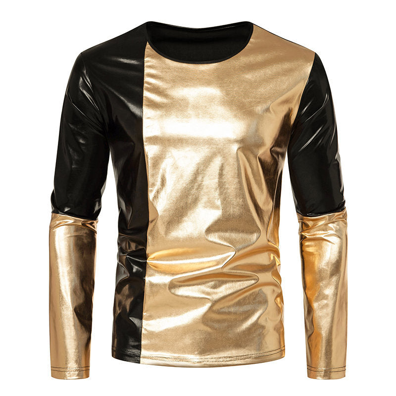 Herren Modisches Metallic Langarmshirt mit eleganten Kontrasten