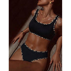 Damen Hochgeschnittener Bikini mit animalischem Design