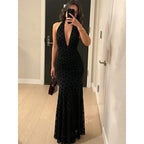 Damen Elegantes Maxikleid mit tiefem V-Ausschnitt und raffinierten Rüschendetails R&B