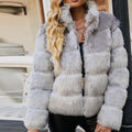 Damen Kurze Kunstpelzjacke mit voluminösen Ärmeln R&B