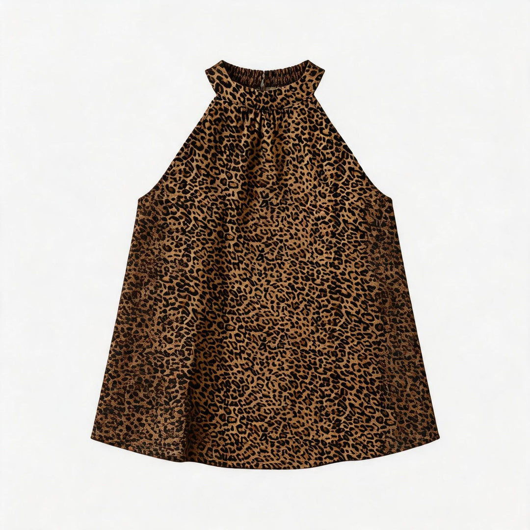 Damen Asymmetrisches Haltertop mit Leopardenmuster R&B