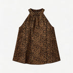 Damen Asymmetrisches Haltertop mit Leopardenmuster R&B