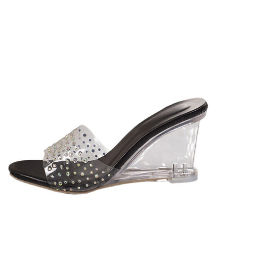 Damen Glitzernde Slingback-Sandalen mit transparentem Mittelteil und elegantem Blockabsatz R&B