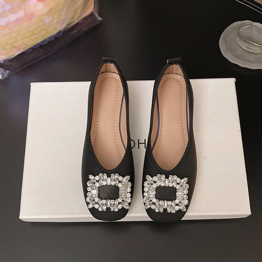 Damen modische Ballerinas mit glamourösem Schmuckdetail R&B