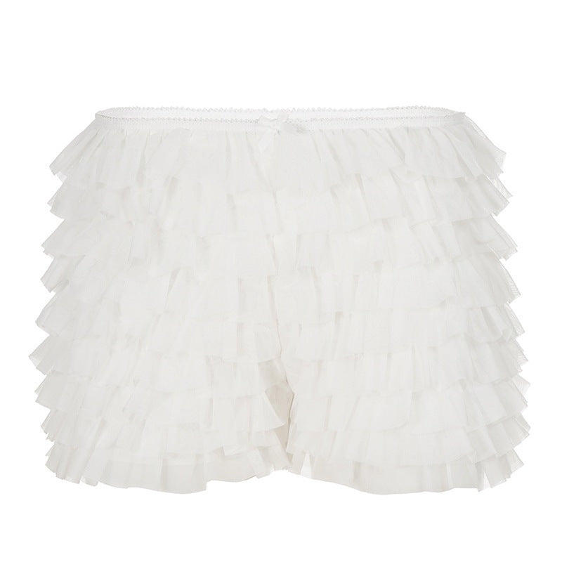 Damen Rüschen-Shorts mit elastischem Bund und verspieltem Design R&B